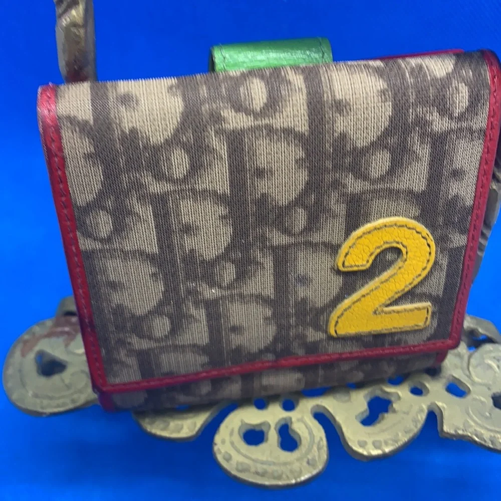 Authentic Christian Dior Trotter No.2 Rasta PVC Leather Wallet Purse Diorissimo‎